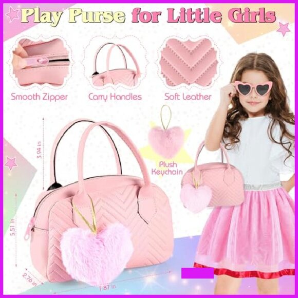 Girls Pretend Play Purse Set 35PCS Princess Role Play Toy Handbag - Picture 3 of 8